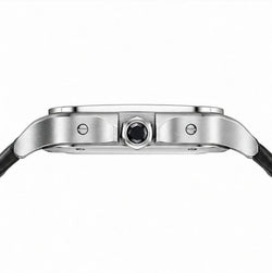 Cartier Santos Skeleton Black Leather Strap Watch
