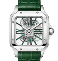 Cartier Santos Dumont Green Sunburst Dial Alligator Leather Watch