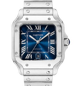 Cartier Santos Medium Blue Sunburst Dial Automatic