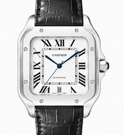 Cartier Santos Dumont Automatic Black Alligator Leather Watch