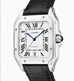Cartier Santos Dumont Automatic Black Alligator Leather Watch