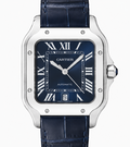 Cartier Santos Dumont Blue Sunburst Dial Alligator Leather Watch