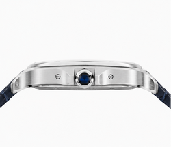Cartier Santos Dumont Blue Sunburst Dial Alligator Leather Watch