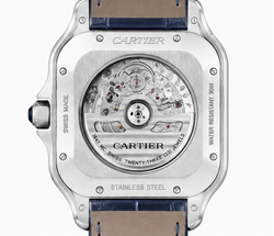 Cartier Santos Dumont Blue Sunburst Dial Alligator Leather Watch