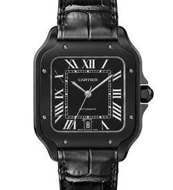 Cartier Santos Dumont Black ADLC Alligator Leather Watch